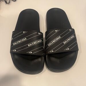 Balenciaga Black Logo Slide Sandals